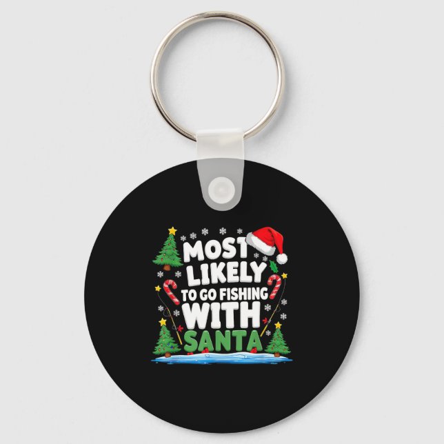 Merry Fishmas Funny Fish Santa Bigfoot Christmas F Key Ring (Front)