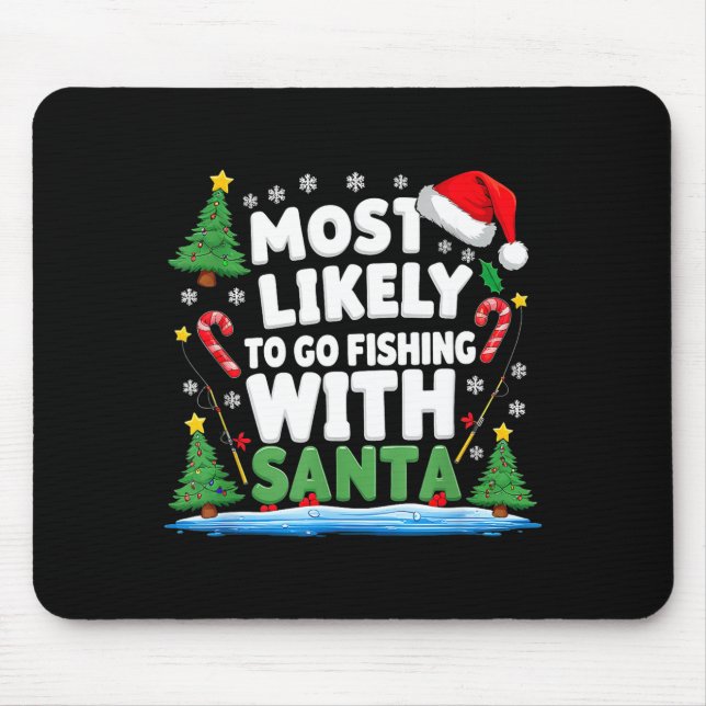 Merry Fishmas Funny Fish Santa Bigfoot Christmas F Mouse Mat (Front)