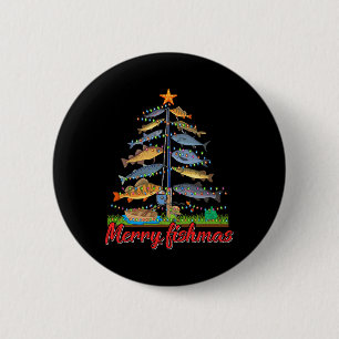 Merry Fishmas Funny Fisher Christmas Tree Fishing 6 Cm Round Badge