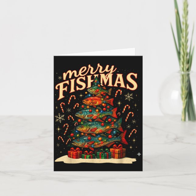 Merry Fishmas Funny Fishing Christmas Design  Card (Front)
