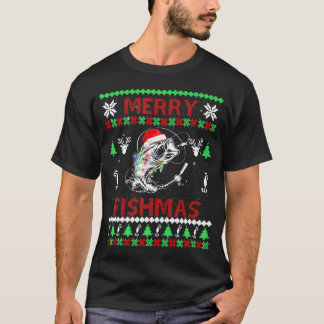 Merry Fishmas Funny Fishing Christmas UGLY Pajama T-Shirt