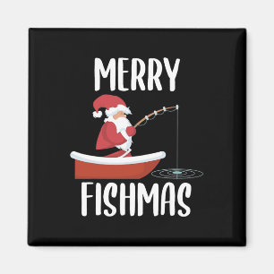 Merry Fishmas Funny Santa Fishing Fisherman Christ Magnet
