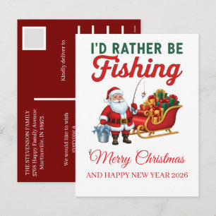 Merry Fishmas Funny Santa Fishing Holiday Photo  Postcard