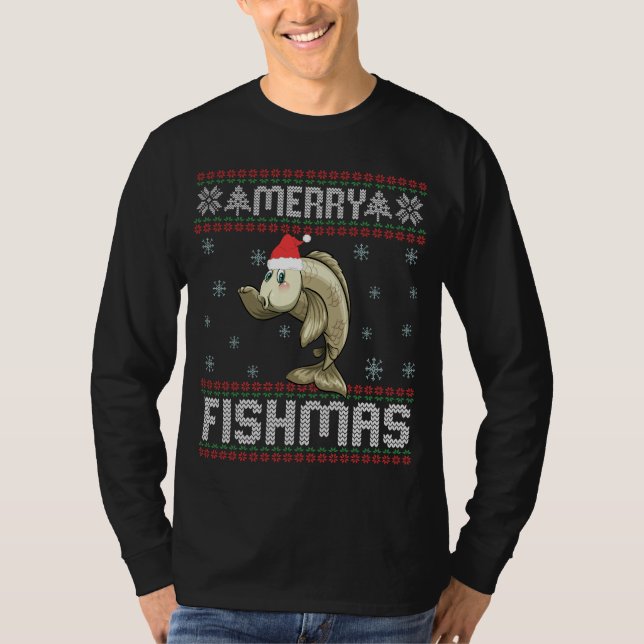 Merry Fishmas Funny Ugly Christmas Sweater Fish (Front)
