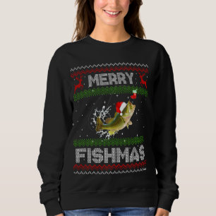 Merry Fishmas Funny Ugly Fishing Christmas Bass Fi Sweatshirt