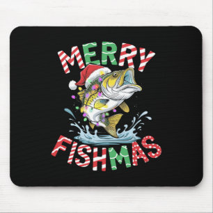 Merry Fishmas Santa Fishing Funny Fisherman Christ Mouse Mat