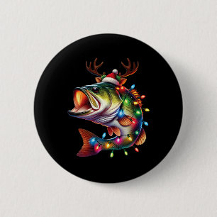 Merry Fishmas Santa Fishing Lovers Funny Fisherman 6 Cm Round Badge