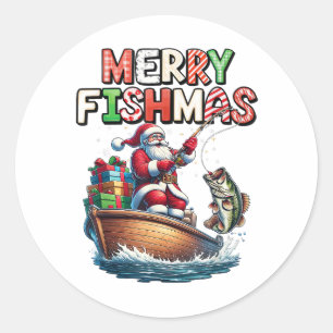 Merry Fishmas Santa Fishing Lovers Funny Fisherman Classic Round Sticker