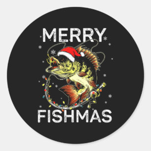 Merry Fishmas Santa Fishing Lovers Funny Fisherman Classic Round Sticker