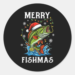 Merry Fishmas Santa Fishing Lovers Funny Fisherman Classic Round Sticker