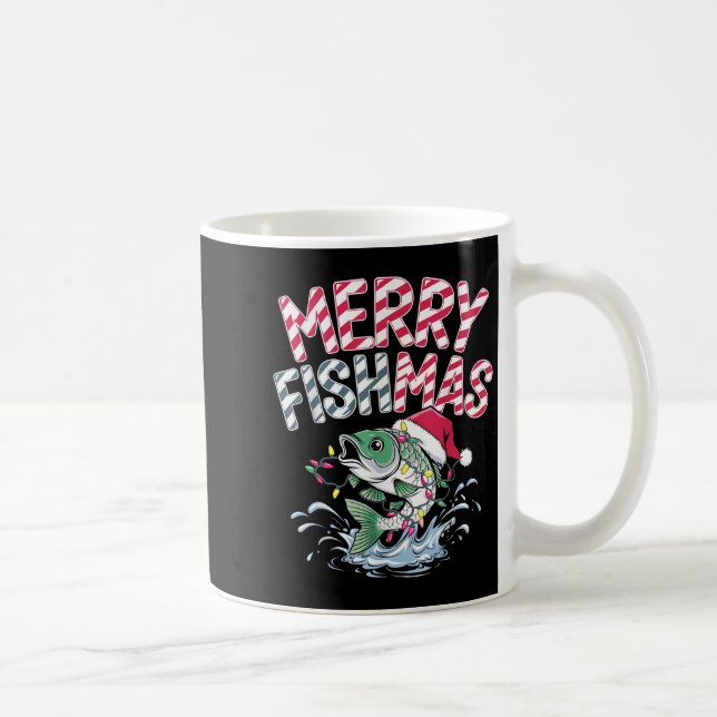 Merry Fishmas Santa Fishing Lovers Funny Fisherman Coffee Mug (Right)