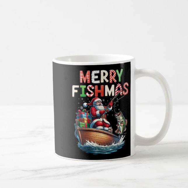 Merry Fishmas Santa Fishing Lovers Funny Fisherman Coffee Mug (Right)