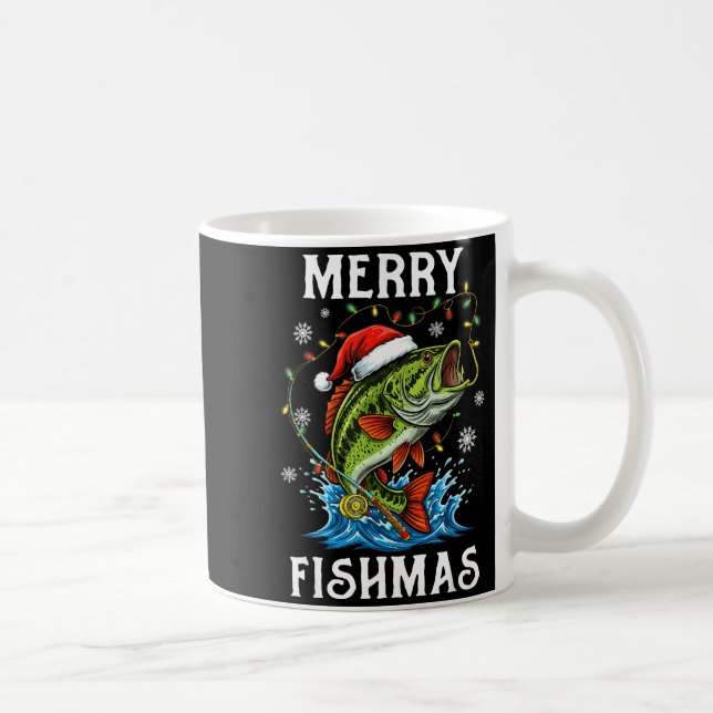 Merry Fishmas Santa Fishing Lovers Funny Fisherman Coffee Mug (Right)