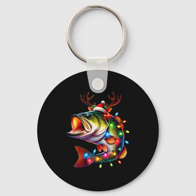 Merry Fishmas Santa Fishing Lovers Funny Fisherman Key Ring (Front)