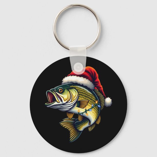 Merry Fishmas Santa Fishing Lovers Funny Fisherman Key Ring (Front)