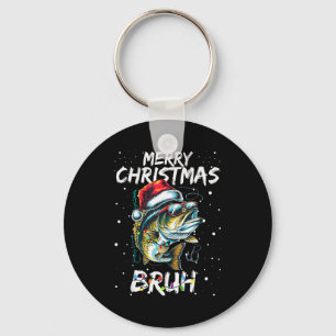 Merry Fishmas Santa Fishing Lovers Funny Fisherman Key Ring