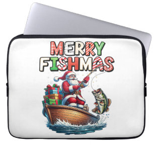 Merry Fishmas Santa Fishing Lovers Funny Fisherman Laptop Sleeve