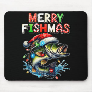 Merry Fishmas Santa Fishing Lovers Funny Fisherman Mouse Mat