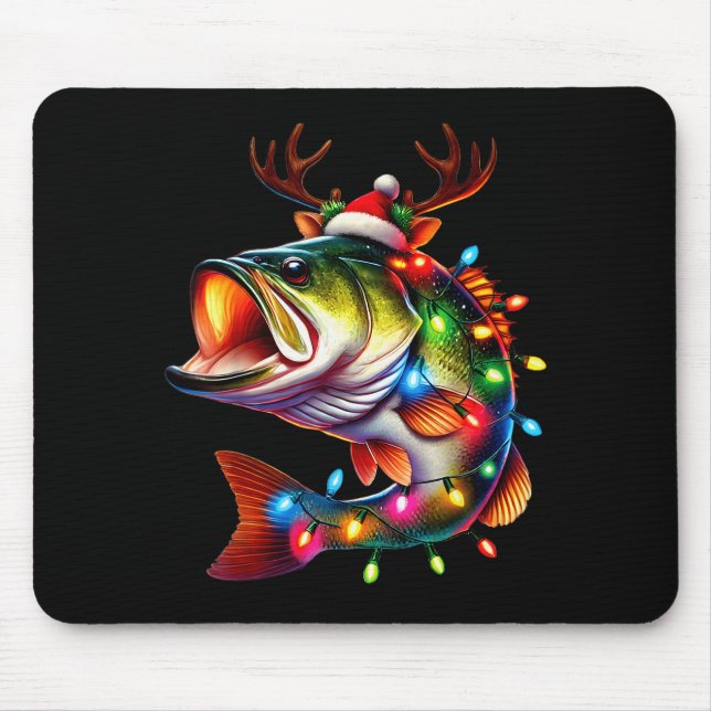 Merry Fishmas Santa Fishing Lovers Funny Fisherman Mouse Mat (Front)