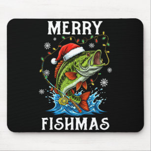 Merry Fishmas Santa Fishing Lovers Funny Fisherman Mouse Mat
