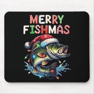 Merry Fishmas Santa Fishing Lovers Funny Fisherman Mouse Mat