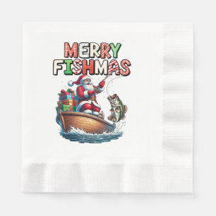 Merry Fishmas Santa Fishing Lovers Funny Fisherman Napkin