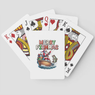 Merry Fishmas Santa Fishing Lovers Funny Fisherman Playing Cards