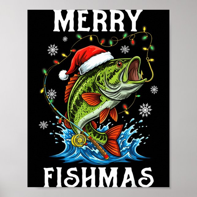 Merry Fishmas Santa Fishing Lovers Funny Fisherman Poster (Front)