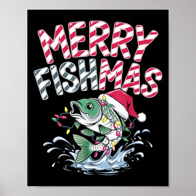Merry Fishmas Santa Fishing Lovers Funny Fisherman Poster (Front)