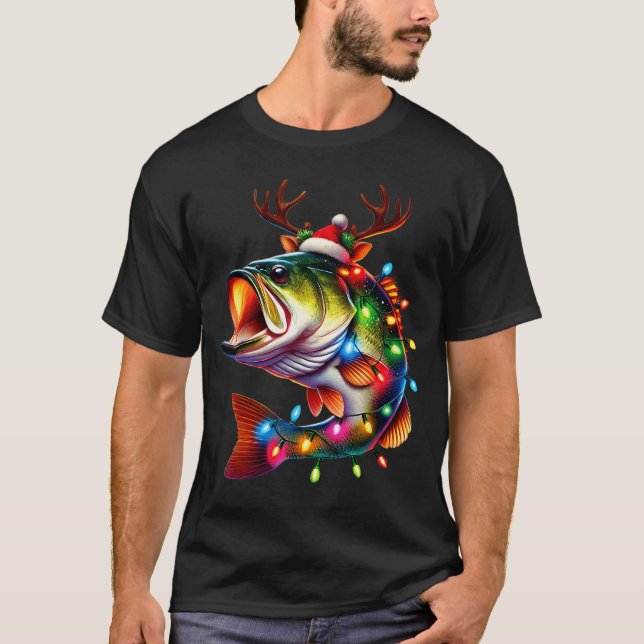 Merry Fishmas Santa Fishing Lovers Funny Fisherman T-Shirt (Front)