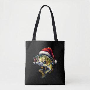 Merry Fishmas Santa Fishing Lovers Funny Fisherman Tote Bag