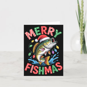 Merry Fishmas Santa Hat B Fishing Christmas Angler Card