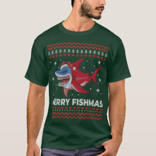 Merry Fishmas Santa Shark Ugly Christmas Sweater 