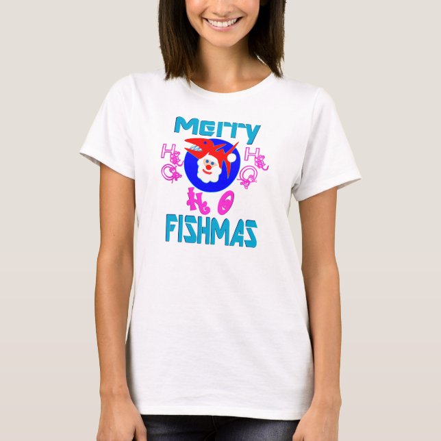 ♫♥Merry FishMas-SantaFish Funny Long Sleeve Tee ♥♪ (Front)