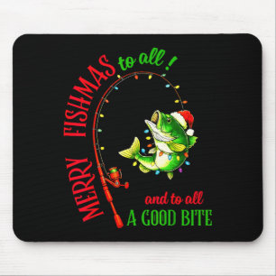 Merry Fishmas To All Fishing Fisherman's Funny Chr Mouse Mat