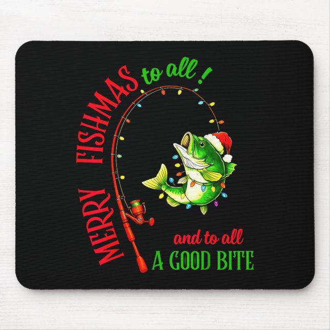 Merry Fishmas To All Fishing Fisherman's Funny Chr Mouse Mat (Front)