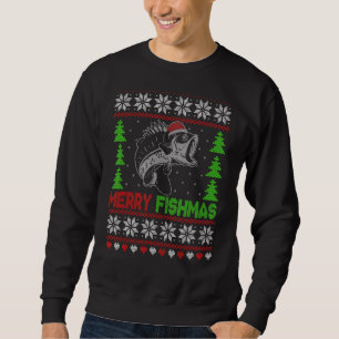Merry Fishmas Ugly Christmas Sweater Funny Angler