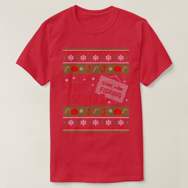 MERRY FISHMAS Ugly Christmas  T-Shirt (Design Front)