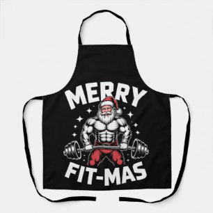 Merry Fit Mas Christmas Santa Weightlifting Gym Apron