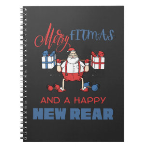 Merry Fitmas & A Happy New Rear Gym Fitness Xmas  Notebook