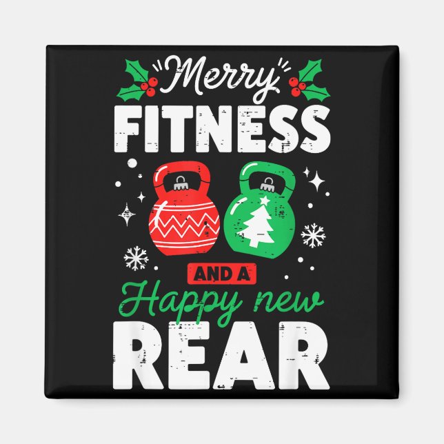 Merry Fitmas And A Happy New Rear Christmas Fitnes Magnet (Front)