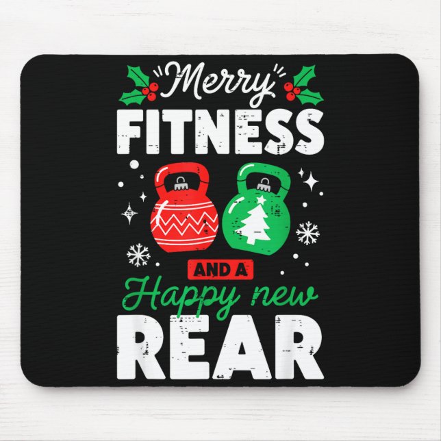 Merry Fitmas And A Happy New Rear Christmas Fitnes Mouse Mat (Front)