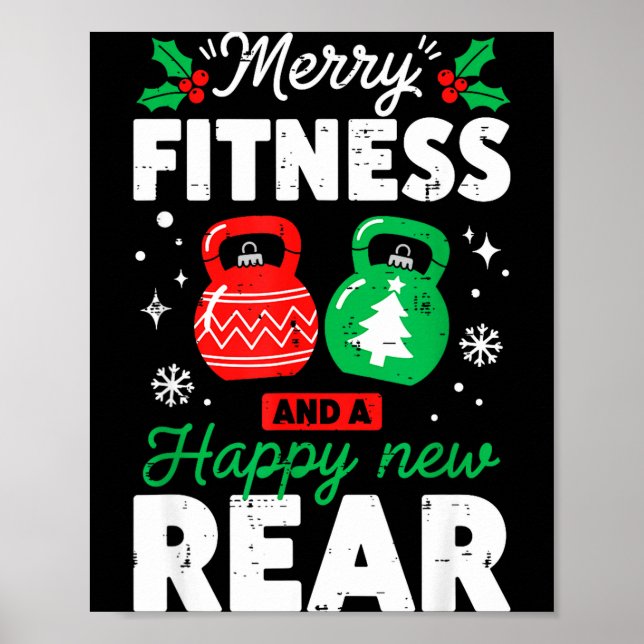 Merry Fitmas And A Happy New Rear Christmas Fitnes Poster (Front)