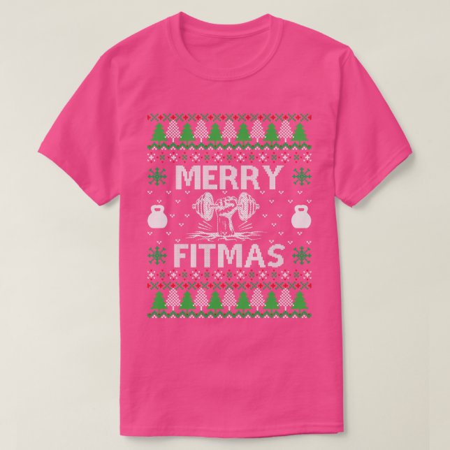 Merry Fitmas and A Happy New Rear Xmas Workout Ugl T-Shirt (Design Front)