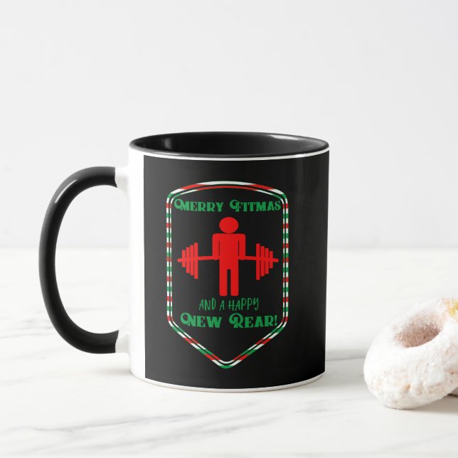 Merry Fitmas and a Happy New Year Christmas Mug (With Donut)
