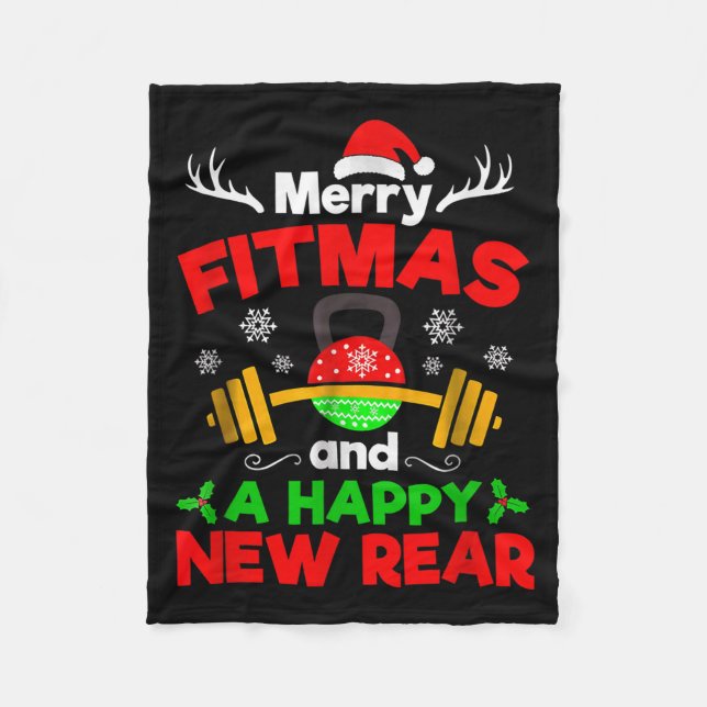 Merry Fitmas And A Happy New Year  Fleece Blanket (Front)