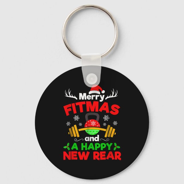 Merry Fitmas And A Happy New Year  Key Ring (Front)