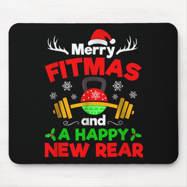 Merry Fitmas And A Happy New Year  Mouse Mat (Front)