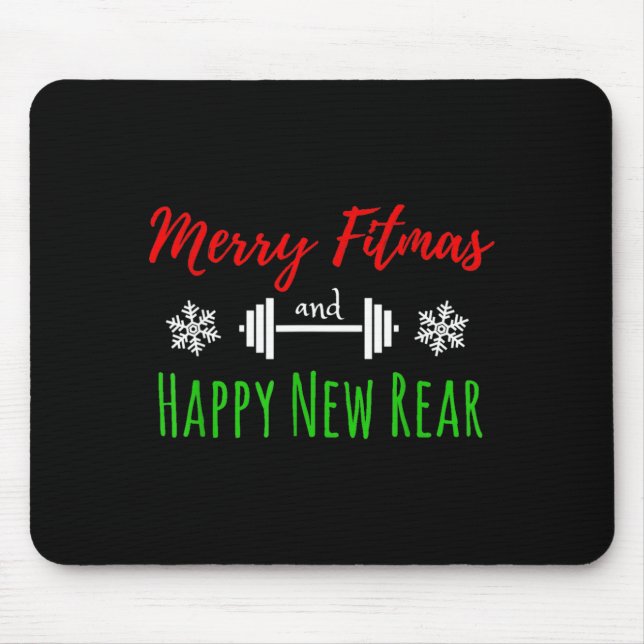 Merry Fitmas And Happy New Rear Fitness Funny  Mouse Mat (Front)