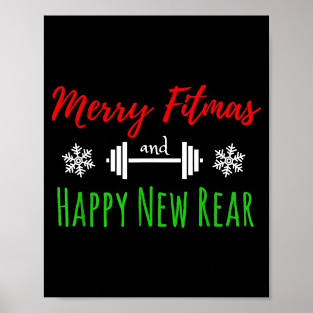 Merry Fitmas And Happy New Rear Fitness Funny  Poster (Front)